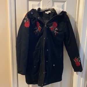Black Jacket w/ Rose Embroidery